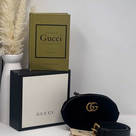 💯Authentic GUCCI Velvet GG Marmont Waist Bag -Black - Picture 3 of 9